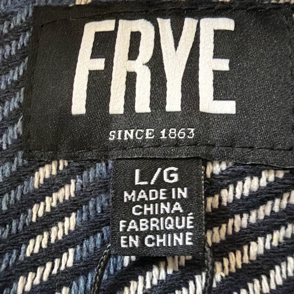 Frye Vintage Indigo Plaid Shirt Jacket Shacket Button Front Mens L NWT - Picture 11 of 15